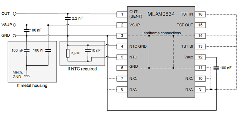 Application Circuit Diagram - Melexis MLX90834 MEMS Absolute Pressure Sensors